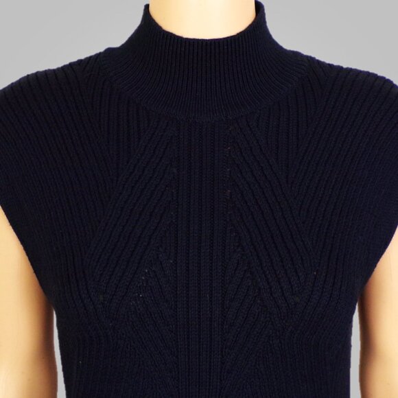 EXPRESS size S black knit short-sleeve turtle-neck pullover top cotton blend - Picture 12 of 16